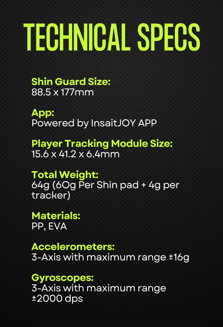 Technical Specs - Smart Shin Pads